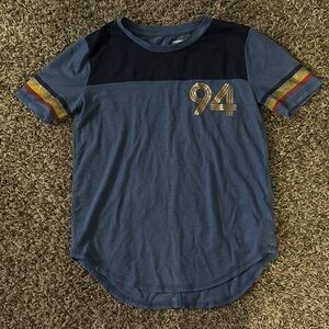 Old Navy Blue and Navy Kids Tee with Gold Number